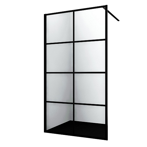 Душевая перегородка Walk in WasserKraft Glan черная 100х200 см стекло прозрачное 8 мм (66W44)