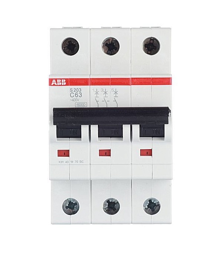 Автоматический выключатель ABB S203 (2CDS253001R0634) 3P 63А тип С 6 кА 400 В на DIN-рейку