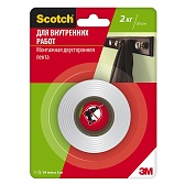 Лента клейкая монтажная Scotch двусторонняя белая 19 мм 5 м Лента клейкая монтажная Scotch двусторонняя белая 19 мм 5 м
