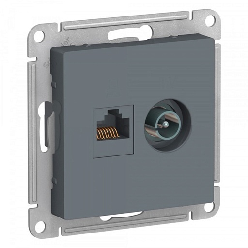 Розетка телевизионная/ компьютерная Systeme Electric AtlasDesign встраиваемая грифель TV/ RJ45 (ATN000789) Розетка телевизионная/ компьютерная Systeme Electric AtlasDesign встраиваемая грифель TV/ RJ45 (ATN000789)