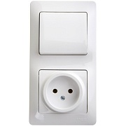 Блок выключатель и розетка Systeme Electric Glossa одноклавишный встраиваемый белый (GSL000160)