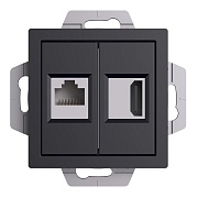 Розетка компьютерная Systeme Electric AtlasDesign встраиваемая алюминий HDMI/ RJ45 (ATN001082)