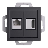 Розетка компьютерная Systeme Electric AtlasDesign встраиваемая алюминий HDMI/ RJ45 (ATN001082)