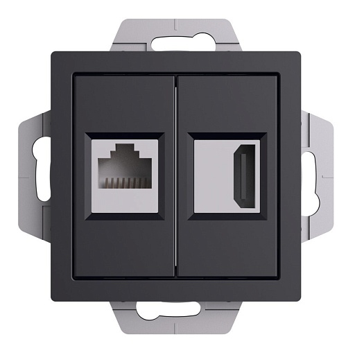 Розетка компьютерная Systeme Electric AtlasDesign встраиваемая алюминий HDMI/ RJ45 (ATN001082)