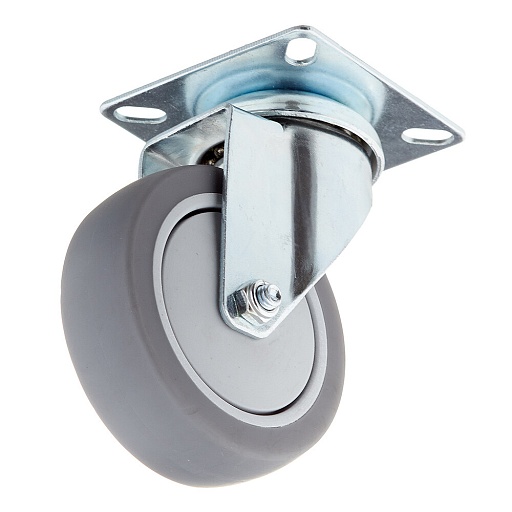 Опора колесная поворотная пластик/резина на площадке 75 мм серая (1 шт.)