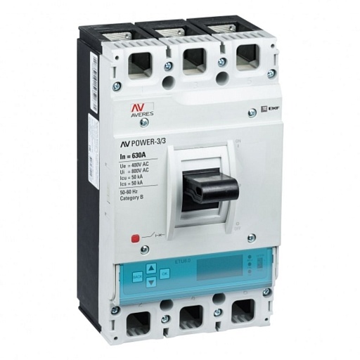 Автоматический выключатель EKF ETU2.2 (mccb-33-630-6.2-av) 3P 630А тип AC 50 кА 690 В на монтажную плату