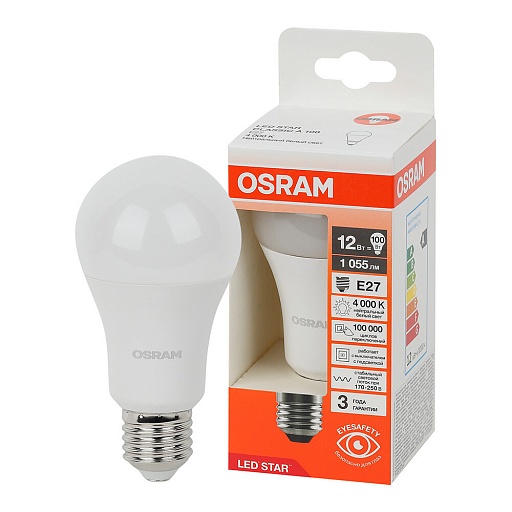 Лампа светодиодная Osram Е27 4000К 12 Вт 1055 Лм 230 В груша A60 матовая