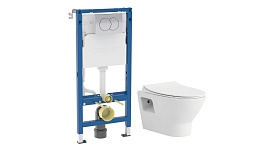 Комплект инсталляции Geberit Delta Duofix с унитазом Corsa Deco KX Rimless с кнопкой хром и сиденьем дюропласт микролифт (458.149.21.2/WHKX500RS)