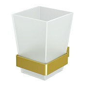 Стакан для ванной WasserKraft Sauer с держателем стекло матовый/металл золото (K-7928)