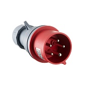 Вилка силовая прямая переносная Dekraft ВП-103 с заземлением 3P+N+PE 3 фазы 32 А 380 В IP44 красная (26105DEK)