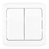 Переключатель Legrand Quteo 782301 двухклавишный на 2 направления открытая установка белый IP44 Переключатель Legrand Quteo 782301 двухклавишный на 2 направления открытая установка белый IP44