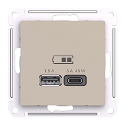 Розетка USB Systeme Electric AtlasDesign встраиваемая песочная USB-A/ Type-C (ATN001229)
