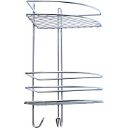 Полка для ванной Металаксон угловая двухъярусная с крючками 270х385х200 мм металл хром (48991-2ХМ)