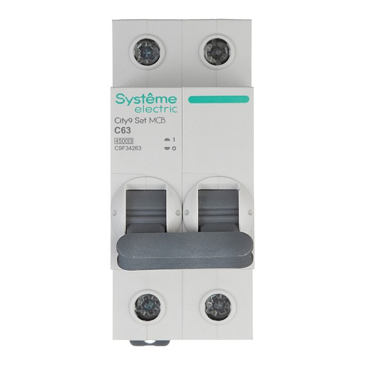 Автоматический выключатель модульный Systeme Electric City9 Set 2P 63А тип C 4,5 кА 230 В (C9F34263) Автоматический выключатель модульный Systeme Electric City9 Set 2P 63А тип C 4,5 кА 230 В (C9F34263)