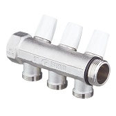 Коллектор Rehau Rautitan MX (11316451001) 1 НР(ш) х 3 выхода 3/4 ЕК х 1 ВР(г) с вентилями никелированный Коллектор Rehau Rautitan MX (11316451001) 1 НР(ш) х 3 выхода 3/4 ЕК х 1 ВР(г) с вентилями никелированный