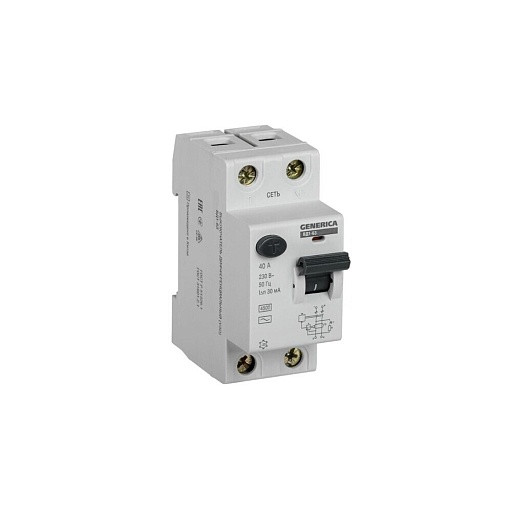УЗО Generica ВД1-63 40А 1P+N тип AC 30 мА 4,5 кА (MDV15-2-040-030)