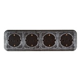 Розетка Lavelly Antico четверная RA16-466-S открытая установка серебро с заземлением Розетка Lavelly Antico четверная RA16-466-S открытая установка серебро с заземлением