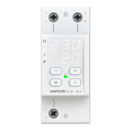 Реле напряжения и контроля фаз модульное Welrok VI-32 220 В 32 А тип AC цифровое Реле напряжения и контроля фаз модульное Welrok VI-32 220 В 32 А тип AC цифровое