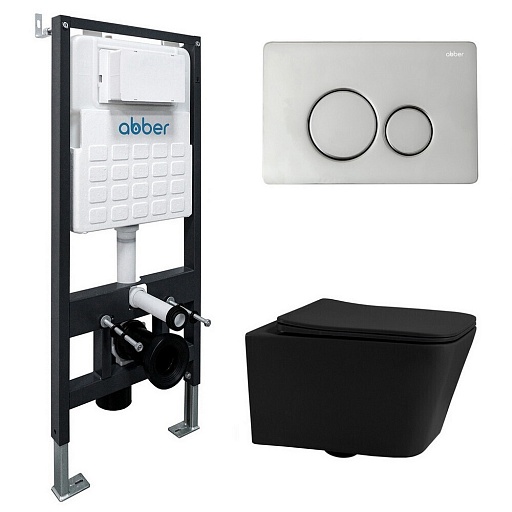 Комплект инсталляции Abber с унитазом Rechteck с кнопкой хром и сиденьем микролифт (AC1201MB-AC0105-AC0121) Комплект инсталляции Abber с унитазом Rechteck с кнопкой хром и сиденьем микролифт (AC1201MB-AC0105-AC0121)