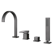 Смеситель на борт ванны Abber Wasserfall никель однорычажный с лейкой (AF8613NG)