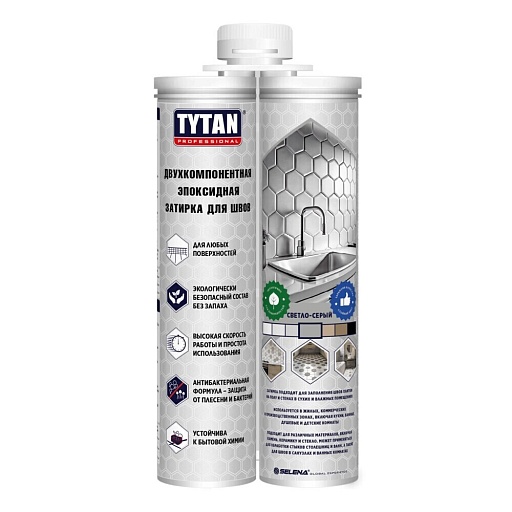 Затирка эпоксидная для швов Tytan Professional двухкомпонентная светло-серая 400 мл Затирка эпоксидная для швов Tytan Professional двухкомпонентная светло-серая 400 мл
