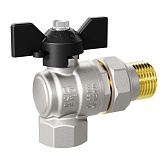 Кран шаровой латунный LD Pride 1 ВР(г) х 1 ВР(г) бабочка со сгоном угловой (LD 47.216.25)