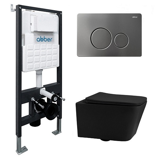 Комплект инсталляции Abber с унитазом Rechteck с кнопкой никель и сиденьем микролифт (AC1201MB-AC0105-AC0121NG) Комплект инсталляции Abber с унитазом Rechteck с кнопкой никель и сиденьем микролифт (AC1201MB-AC0105-AC0121NG)