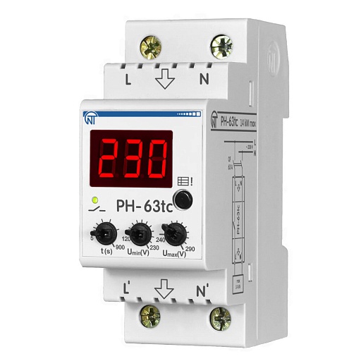 Реле напряжения Новатек-Электро РН-63tc 230 В 63 А тип AC (319153)