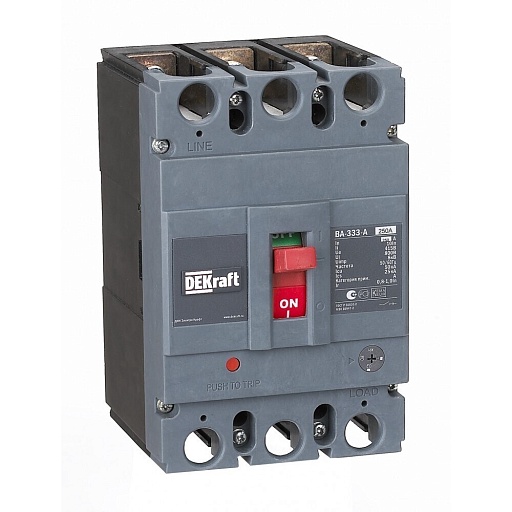 Автоматический выключатель в литом корпусе Dekraft ВА-333 3P 250А тип D 50 кА 415 В (21138DEK)