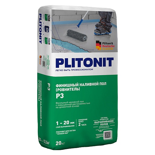 Ровнитель (наливной пол) финишный Plitonit P3 самовыравнивающийся 20 кг