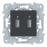 Розетка-коннектор USB Schneider Electric Unica NEW NU542754 скрытая установка антрацит два информационных модуля
