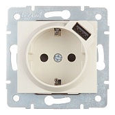 Розетка USB Lezard KARINA 707-0388-181 скрытая установка крем с заземлением один модуль USB Розетка USB Lezard KARINA 707-0388-181 скрытая установка крем с заземлением один модуль USB