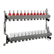 Коллекторная группа с расходомерами Sanext 1 ВР(г) х 11 выходов 3/4 НР(ш) ЕК х 1 ВР(г)