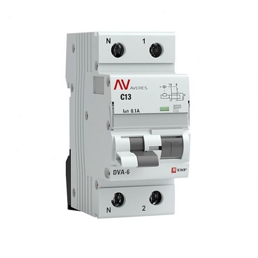 Автомат дифференциальный EKF Averes DVA-6 13А 1P+N тип AC 100 мА 6 кА (rcbo6-1pn-13C-100-ac-av) Автомат дифференциальный EKF Averes DVA-6 13А 1P+N тип AC 100 мА 6 кА (rcbo6-1pn-13C-100-ac-av)