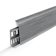 Плинтус ПВХ напольный Деконика 70 мм алюминий темный 2200 мм Г-профиль с кабель-каналом