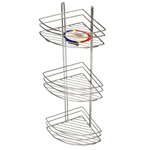 Полка для ванной Lider угловая трехъярусная 270х620х200 мм металл хром (4230)