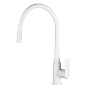 Смеситель для кухни Decoroom DR29 белый с гибким изливом однорычажный (DR29024W) Смеситель для кухни Decoroom DR29 белый с гибким изливом однорычажный (DR29024W)