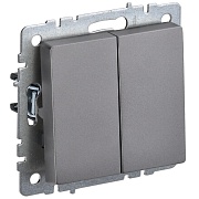 Выключатель IEK Brite ВС10-2-6-БрС двухклавишный встраиваемый сталь проходной (BR-V22-0-10-K46)