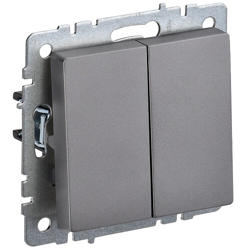 Выключатель IEK Brite ВС10-2-6-БрС двухклавишный встраиваемый сталь проходной (BR-V22-0-10-K46) Выключатель IEK Brite ВС10-2-6-БрС двухклавишный встраиваемый сталь проходной (BR-V22-0-10-K46)