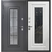 Дверь входная Ferroni 9СМ левая букле графит - белый матовый со стеклопакетом 860х2050 мм