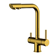 Смеситель для кухни WasserKraft золото с подключением к фильтру однорычажный (A8377)