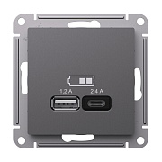 Розетка USB Systeme Electric AtlasDesign встраиваемая базальт USB-A/ Type-C (ATN001439)