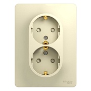Розетка Systeme Electric Glossa встраиваемая бежевая со шторками с крышкой (GSL000226)