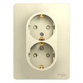 Розетка Systeme Electric Glossa встраиваемая бежевая со шторками с крышкой (GSL000226) Розетка Systeme Electric Glossa встраиваемая бежевая со шторками с крышкой (GSL000226)