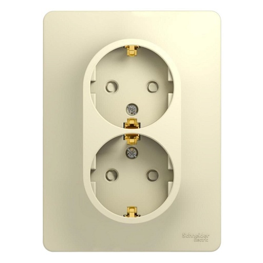 Розетка Systeme Electric Glossa встраиваемая бежевая со шторками с крышкой (GSL000226)