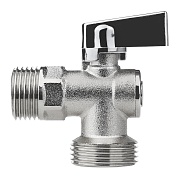 Кран шаровой латунный MasterProf Compact 1/2 НР(ш) х 3/4 НР(ш) к бытовой технике хром мини с отражателем угловой (ИС.081209)
