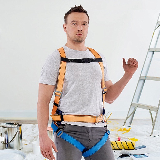 Страховочная система Окапром УСП-2Ж лента оранжевая/синяя (0021) Страховочная система Окапром УСП-2Ж лента оранжевая/синяя (0021)