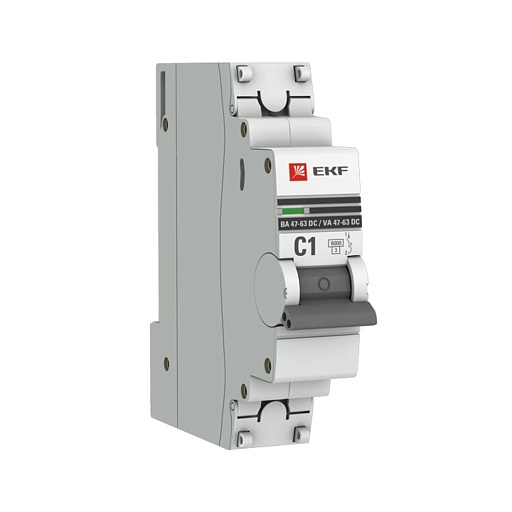 Автоматический выключатель EKF ВА 47-63 (mcb4763-DC-1-01C-pro) 1P 1А тип С 6 кА 250 В на DIN-рейку