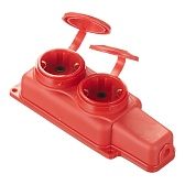 Розетка штепсельная Svet двойная с заземлением IP44 настенная красная Розетка штепсельная Svet двойная с заземлением IP44 настенная красная