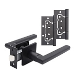 Комплект фурнитуры для двери Lavelly Viola с защелкой и петлями квадратная розетка черный (990333)